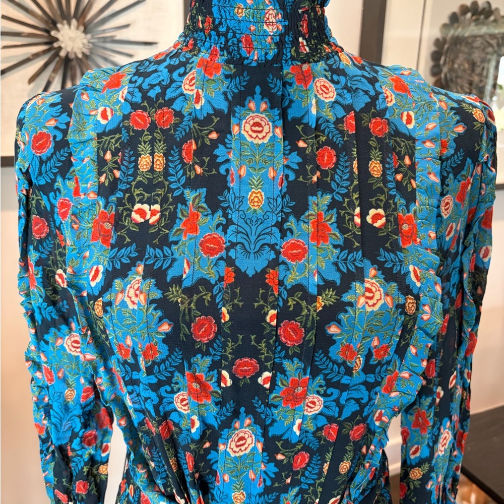 FARM Rio Blue Floral Long Sleeve Dress - Picture 2 of 8